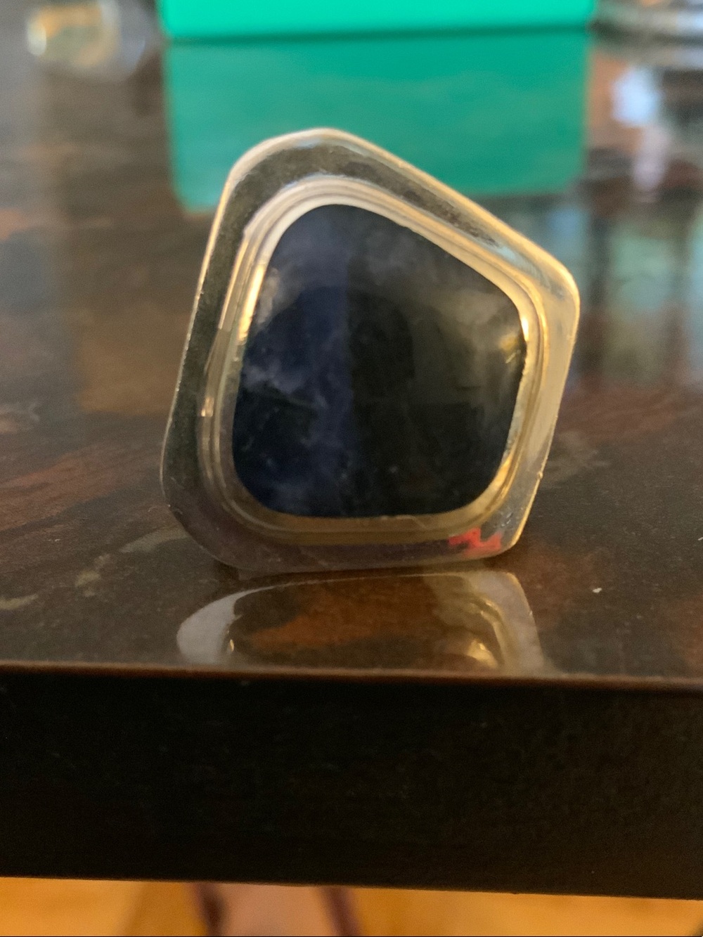 Sterling Silver Statement Ring with Deep Blue Lapis Stone.